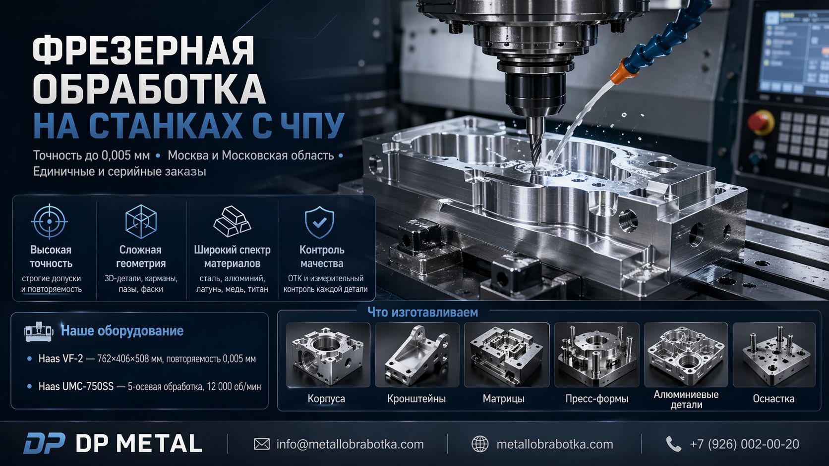 Фрезеровка металла и фрезерная обработка на ЧПУ в Москве