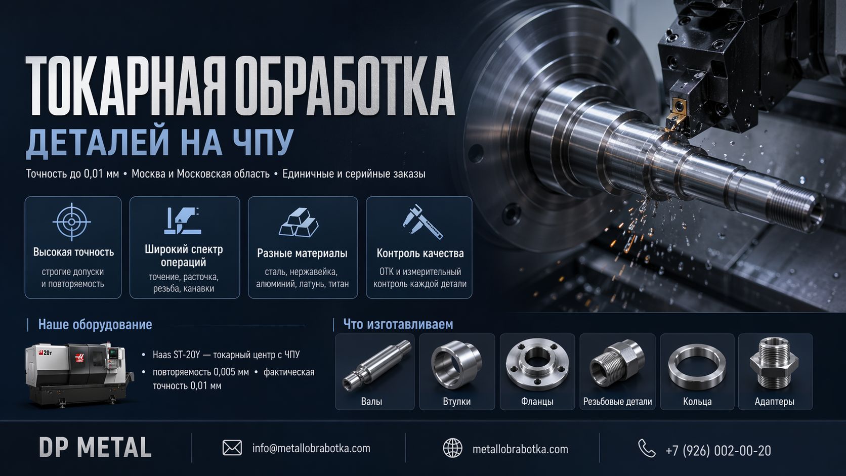 Токарная обработка деталей на заказ на станках с ЧПУ