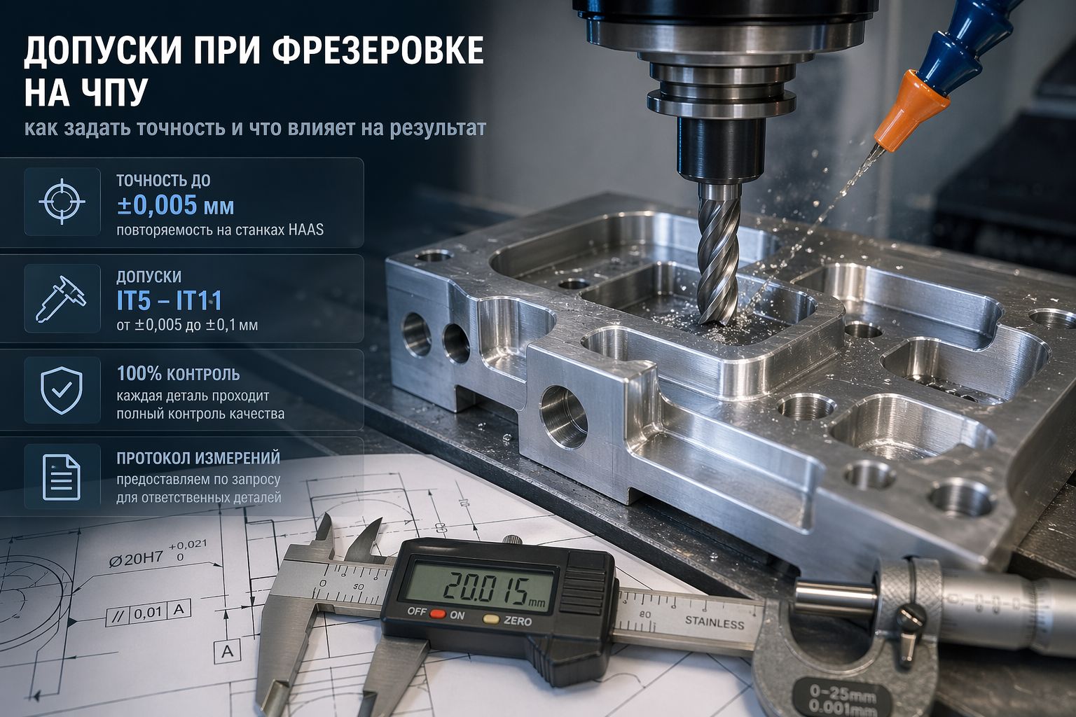 Допуски при фрезеровке на ЧПУ: как задать точность и что влияет на результат